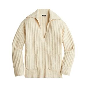 J.Crew Collared Cotton Blend Boucle Beach Sweater